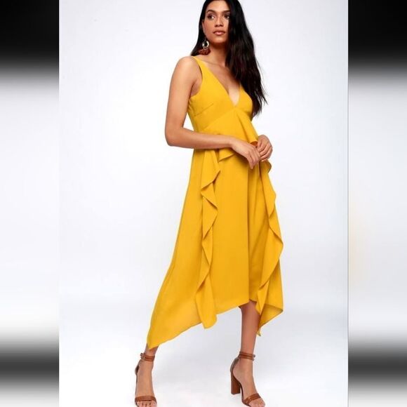 NWOT Gianni Bini Asymmetrical Maxi in mustard yellow 💛 - Picture 1 of 10